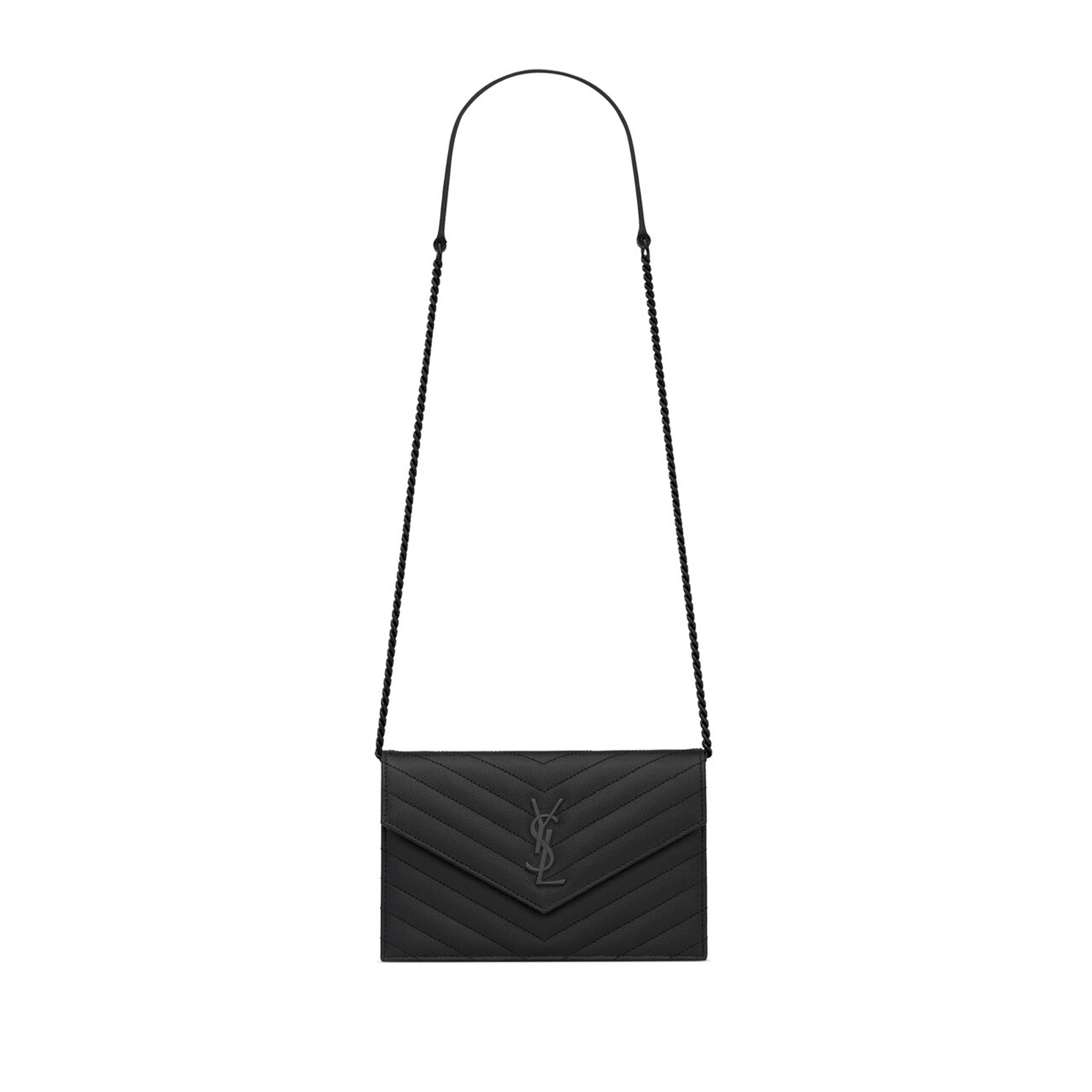 YSL CASSANDRE ENVELOPE CHAIN WALLET IN GRAIN DE POUDRE LEATHER 742920BOW081000 (19*12.5*3.5cm) YSL CASSANDRE ENVELOPE CHAIN WALLET IN GRAIN DE POUDRE LEATHER 742920BOW081000 (19*12.5*3.5cm)